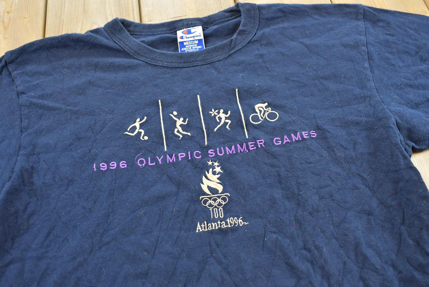 Vintage 1996 Champion Atlanta Olympics Embroidered T-Shirt Men's XL Men's Medium