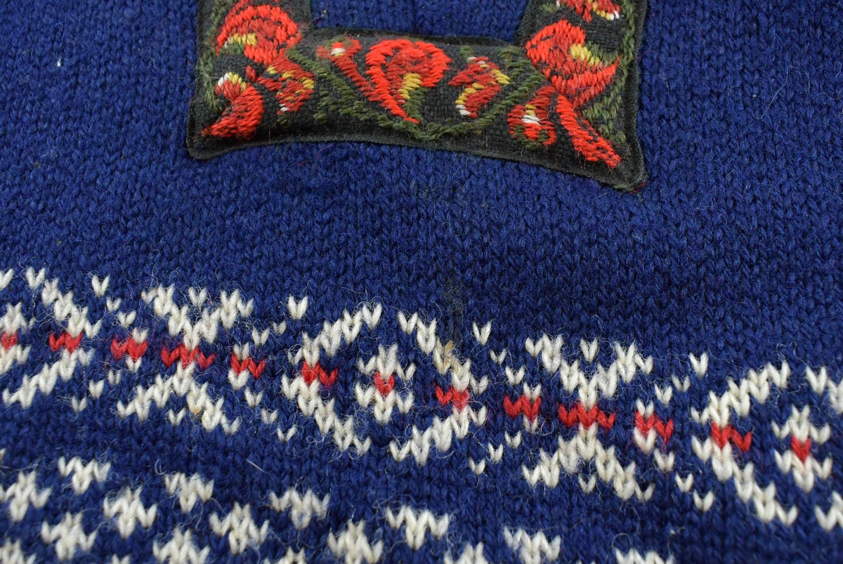 Vintage 1990s Norwool Wool Knit Abstract Pattern Sweater Men's L