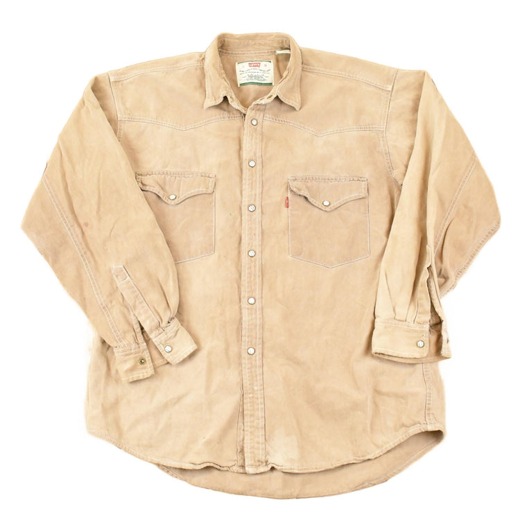 Vintage 1990s Tan Levis Button Up Shirt Men's L