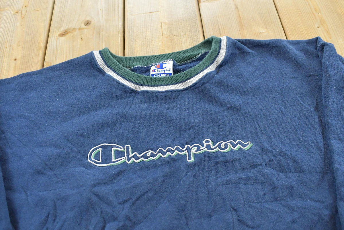 Vintage 1990s Champion Embroidered Spellout Crewneck Sweatshirt Men's XL