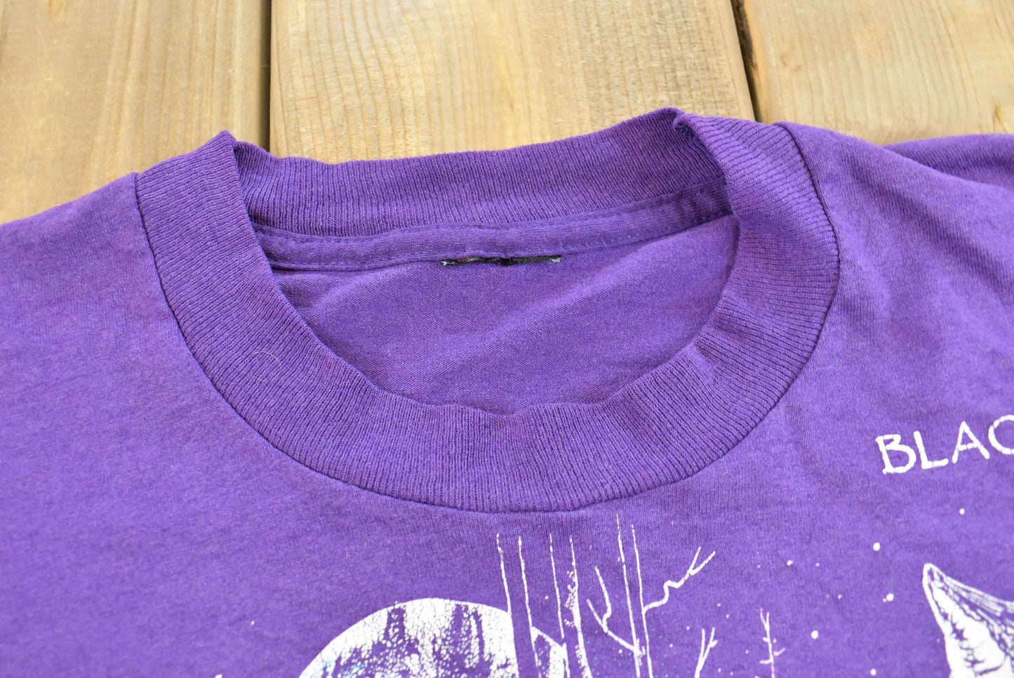 Vintage 1991 Rag Tops Black Hills Wolf Souvenir T-Shirt Men's S