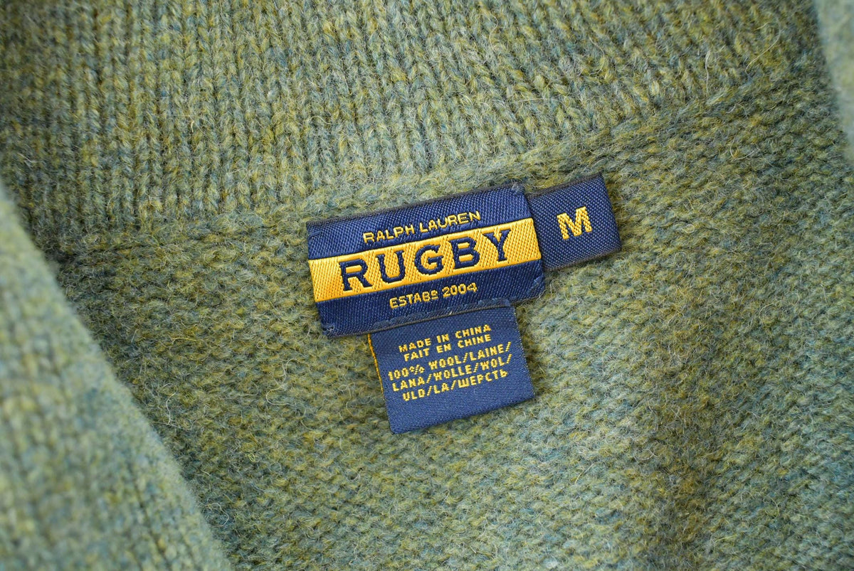 Vintage 2000s Ralph Lauren Rugby Wool Knit Shawl Collar Cardigan Sweater Women's M