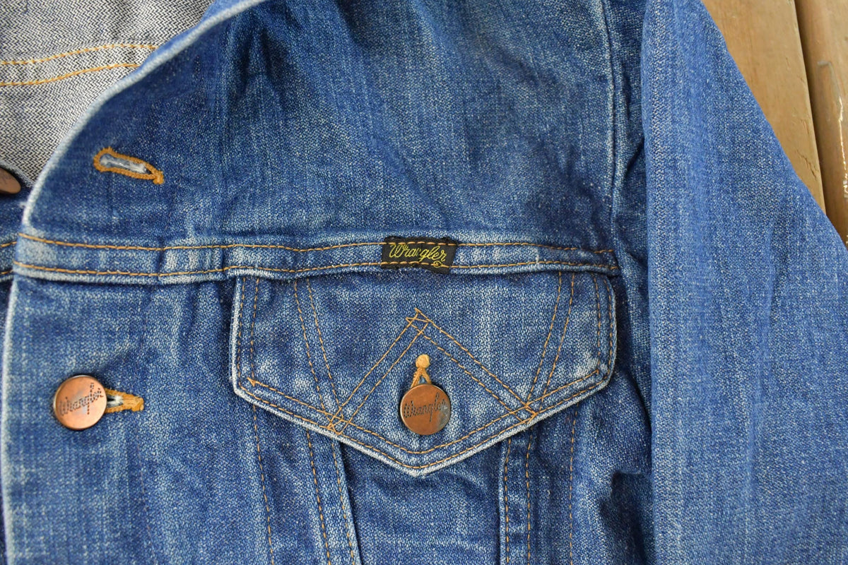 Vintage 1980s Wrangler Western Denim Trucker Jean Jacket Men's XS-S