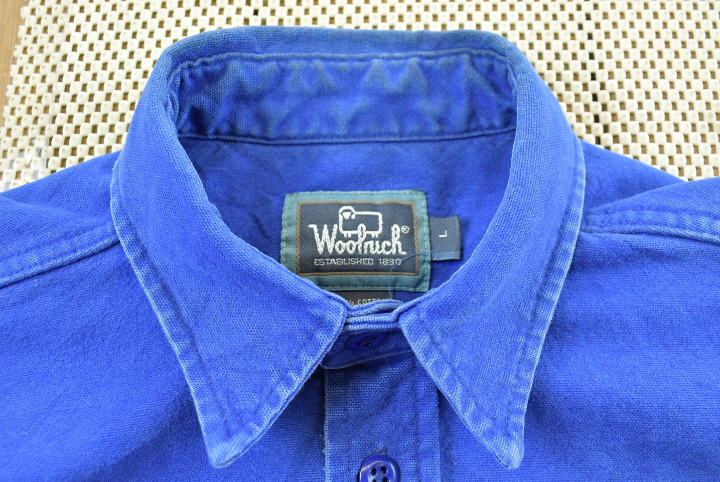 Vintage 1990s Woolrich Chamois Blue Button Up Shirt Men's L