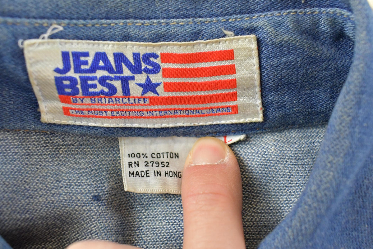 Vintage 1990s Jeans Best Western Style Pearl Snap Button Up Rodeo Shirt Men's L