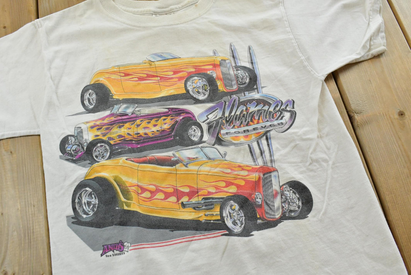 Vintage 2000s Flames Forever Cars Graphic T Shirt Men's Large