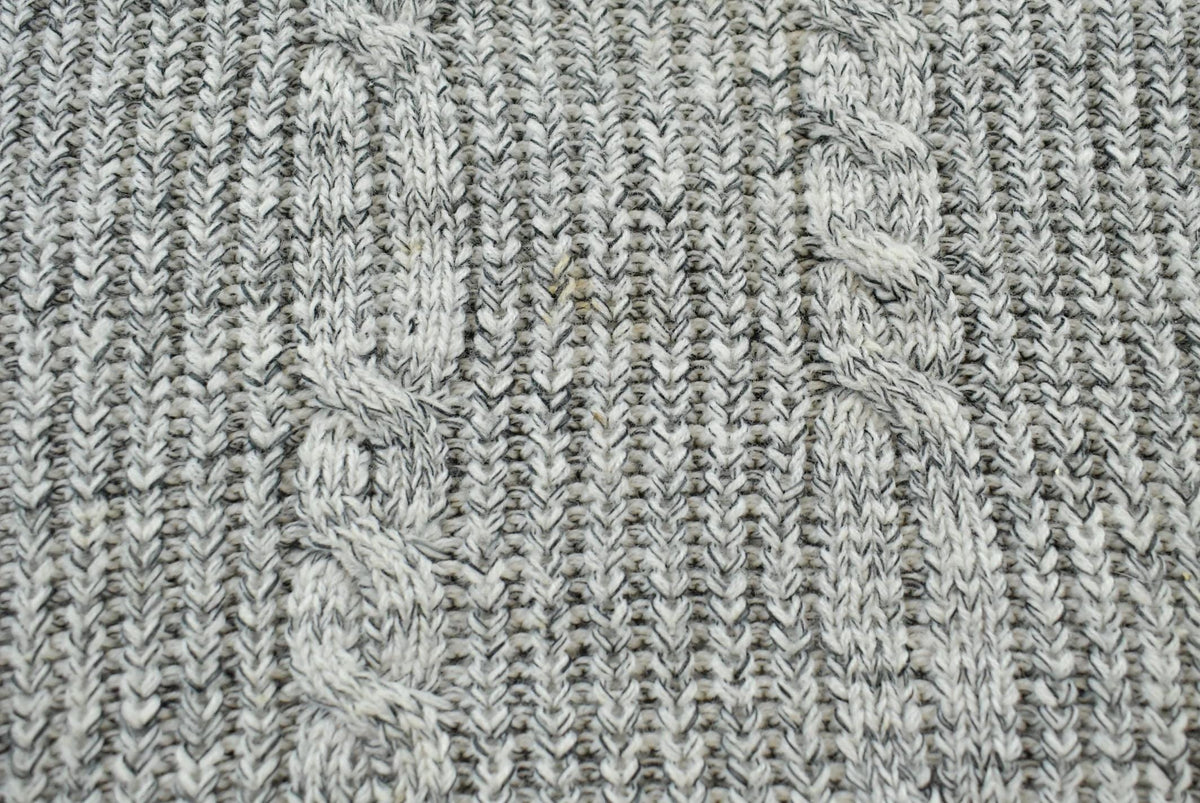 Vintage 1980s Gray 3D Cable Knit Crewneck Sweater Men's M