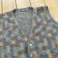 Vintage 1990s Megalos Patterned Knit Button Up Sweater Vest Men's XL