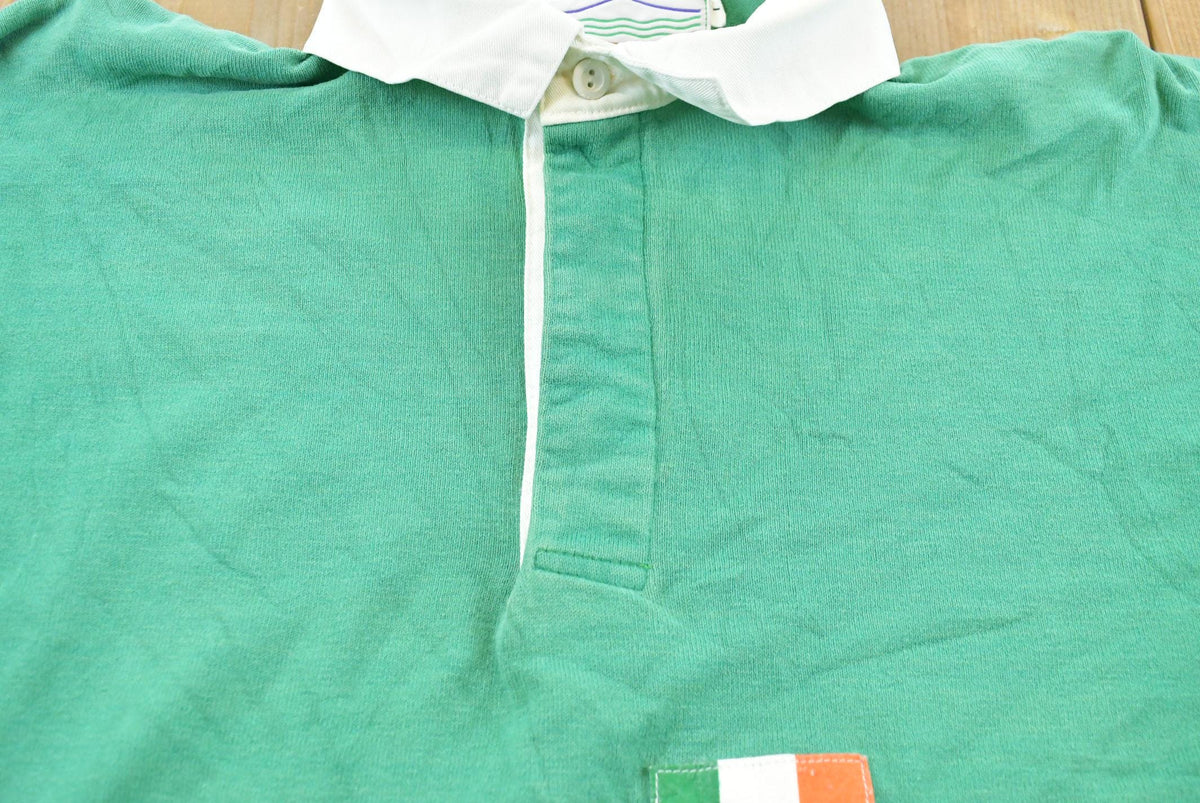 Vintage 1990s Ireland Embroidered Long Sleeve Polo Rugby Shirt Men's L