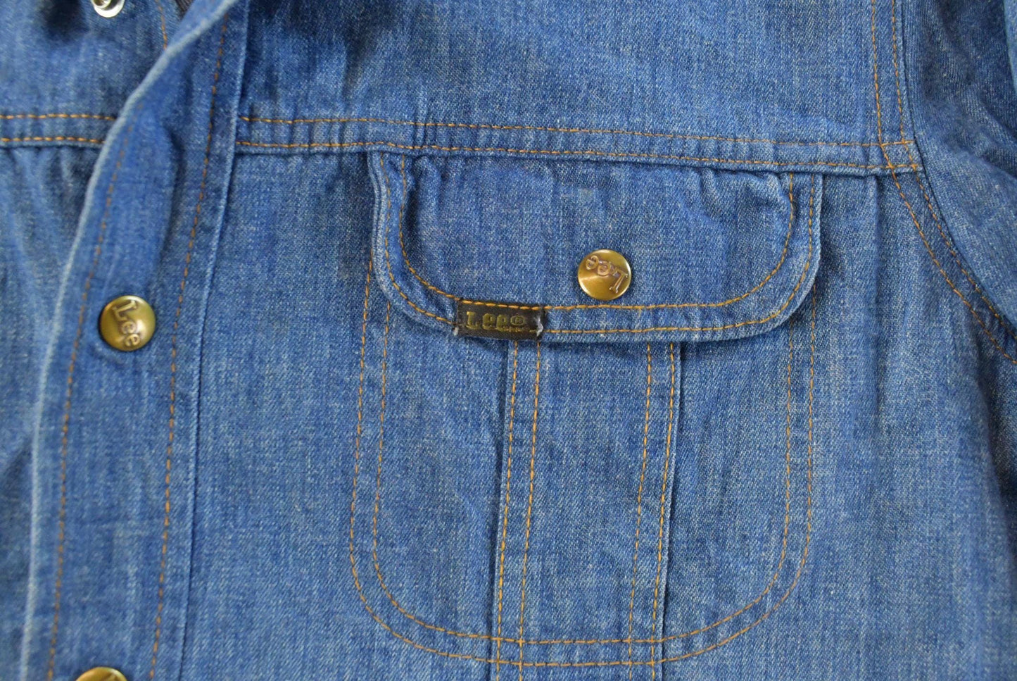 Vintage 1970s Lee Western Style Pearl Snap Button Up Denim Shirt Men's Large
