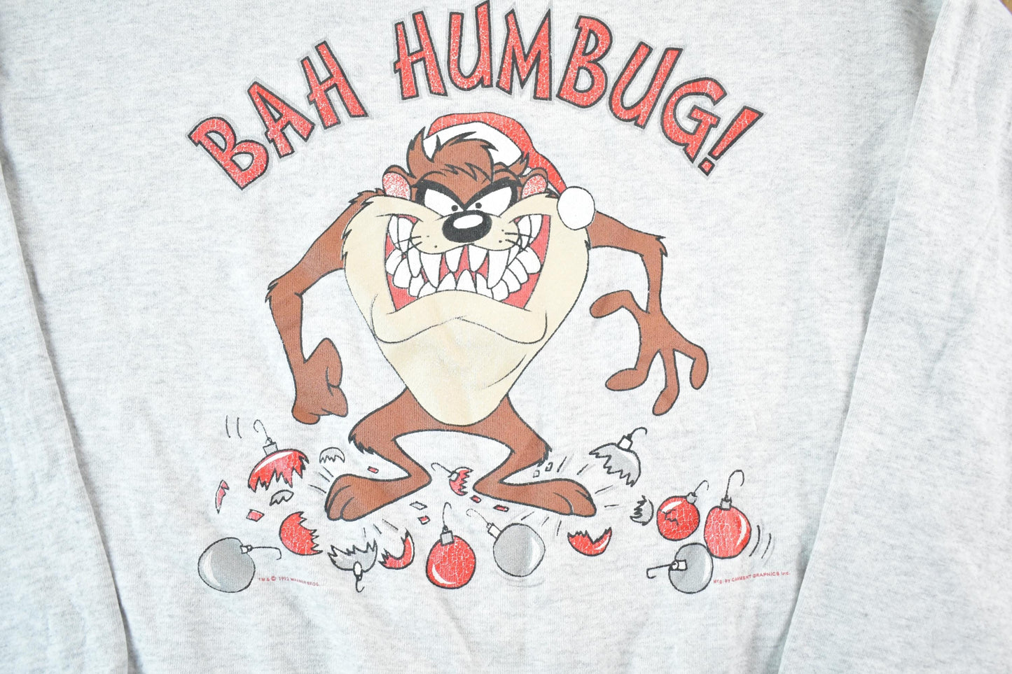 Vintage 1990s Taz Bah Humbug Looney Tunes Crewneck Mens XL