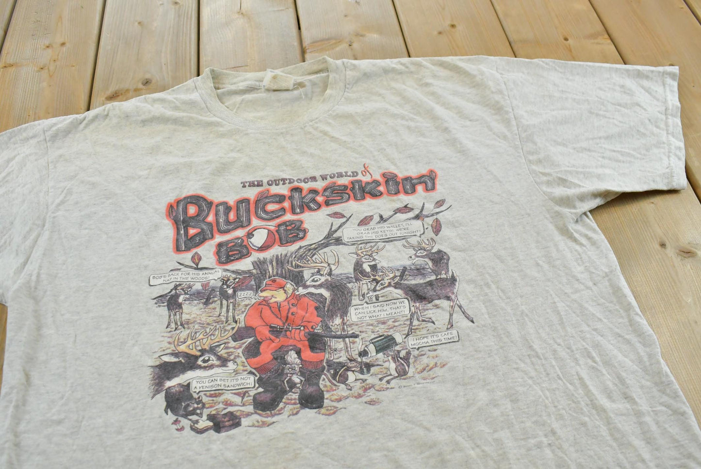 Vintage 1990s Buckskin Bob Parody Funny T-Shirt Men's XL