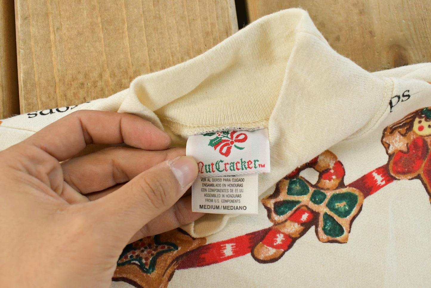 Vintage 1990s Nutcracker Mock Neck Christmas Crewneck Sweatshirt Men's M
