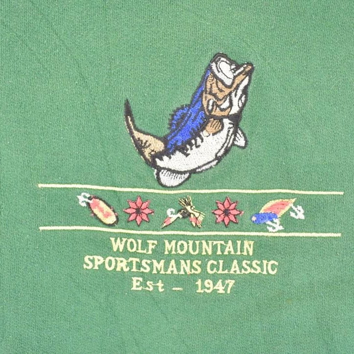 Vintage 1990s Wolf Mountain Sportsman's Classic Embroidered Crewneck Sweatshirt Men's L from propervintagecanada