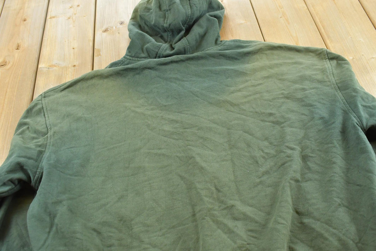 Vintage 2000s Faded BTC Green Thermal Lined Zip Up Hoodie Sweatshirt Men's XL
