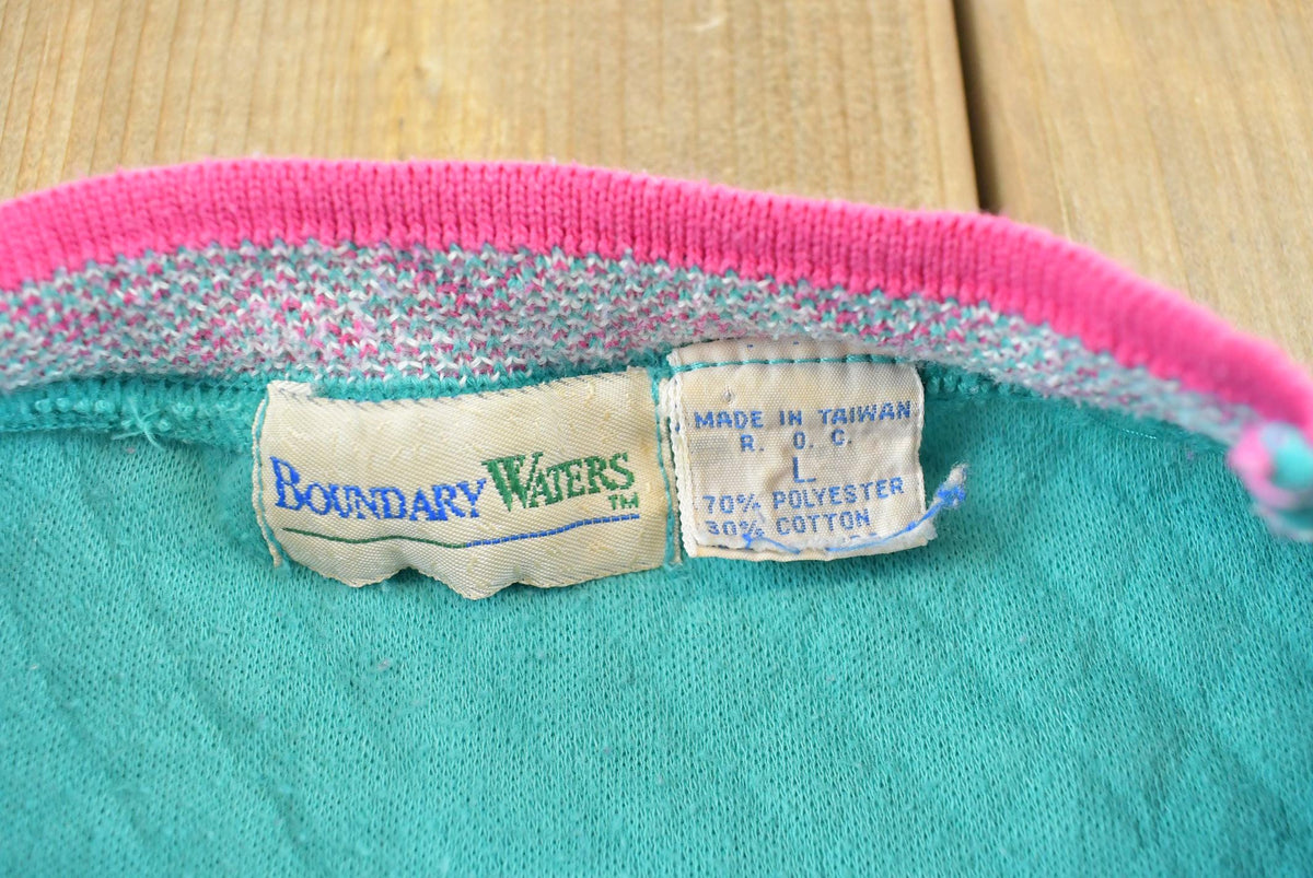 Vintage 1980s Boundary Waters Quilted Embroidered Crewneck Sweatshirt Women's L