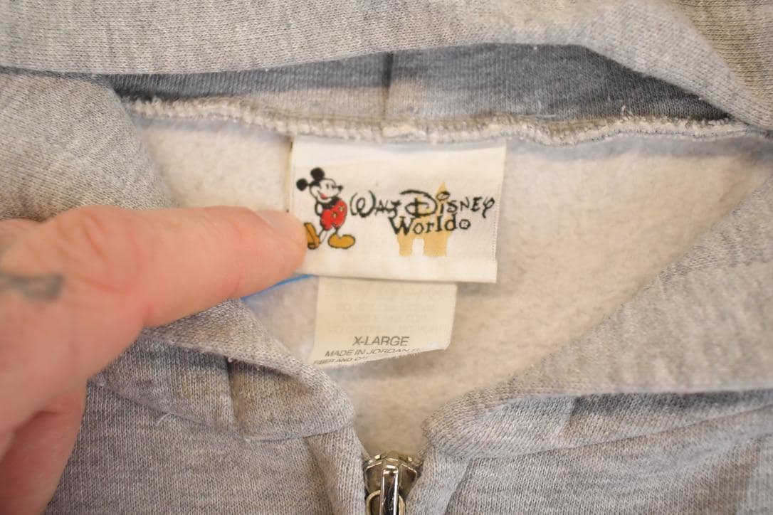 Vintage 1990s Walt Disney World Disney Mickey Mouse Full Zip Hoodie Sweatshirt Men's L
