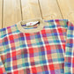 Vintage 1980s Crazy Horse Knit Plaid Crewneck Sweater Men's XS