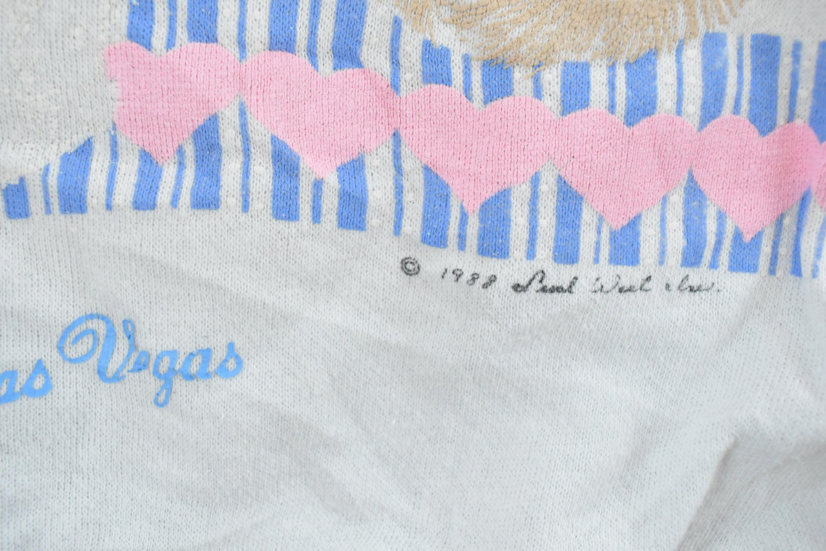 Vintage 1980s Cute Cat Teddy Bear Graphic Crewneck Sweatshirt Women's L / Made In USA / 80s Cartoon Kitten Sweater