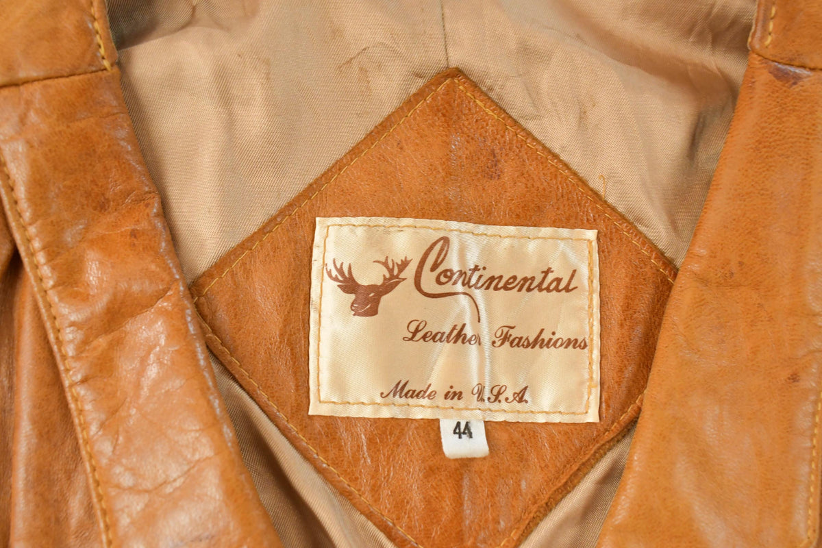 Vintage 1980s Continental Leather Western Vest Jacket Men's M