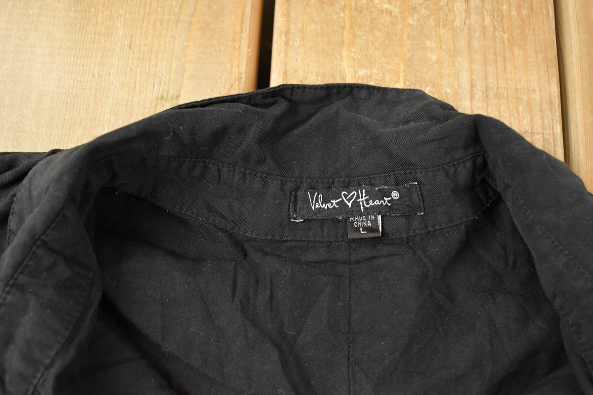Vintage Y2K Velvet Heart Button Up Shirt Womens Large