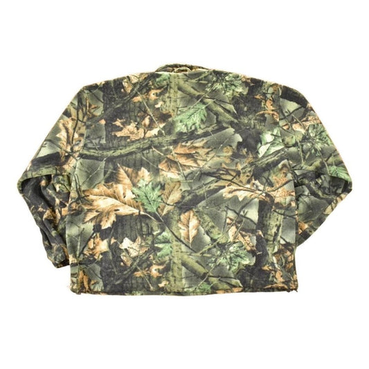 Vintage 1990s Trail Crest AOP Woodland Camo Quarter Zip Fleece Outdoorsman Sweater Men's XL