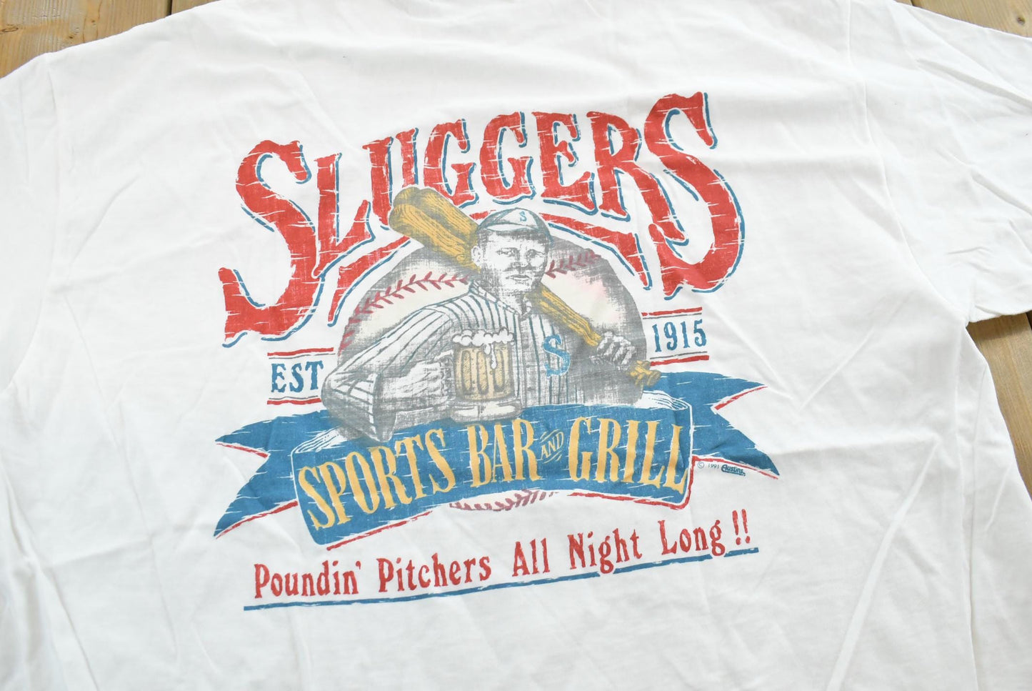 Vintage 1991 Sluggers Sports Bar & Grill Marthas's Vineyard T-Shirt Men's 2XL