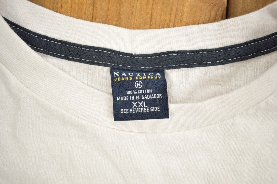 Vintage 1990s Nautica Jean Company Graphic T-Shirt Men's 2XL