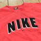 Vintage 1990s Nike Team Center Swoosh Chenille Spellout Patch Crewneck Sweater Men's 2XL