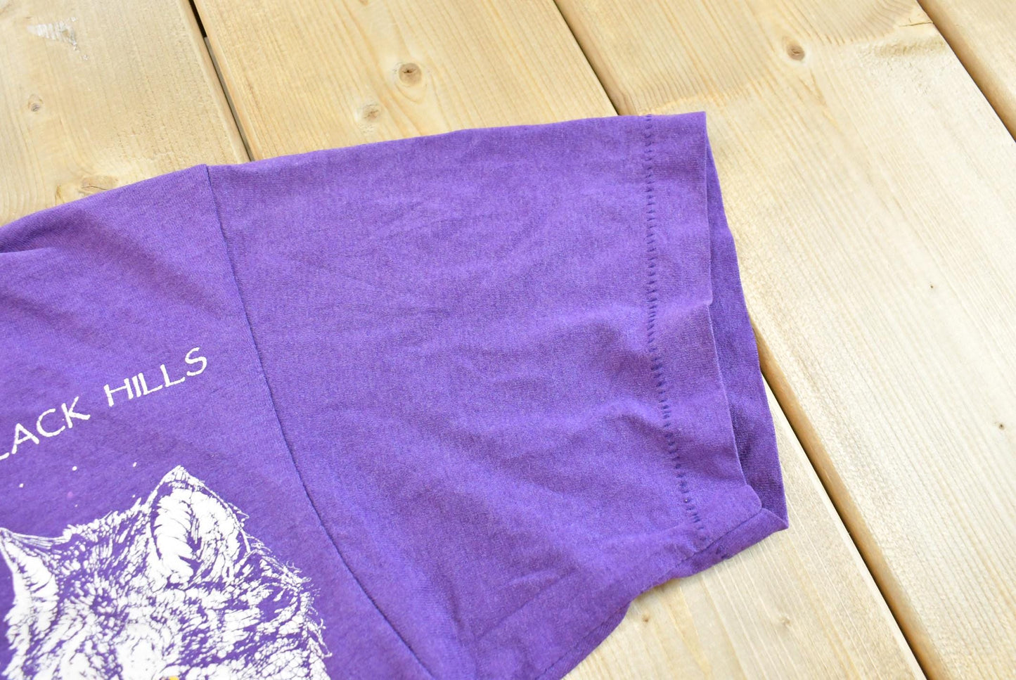 Vintage 1991 Rag Tops Black Hills Wolf Souvenir T-Shirt Men's S