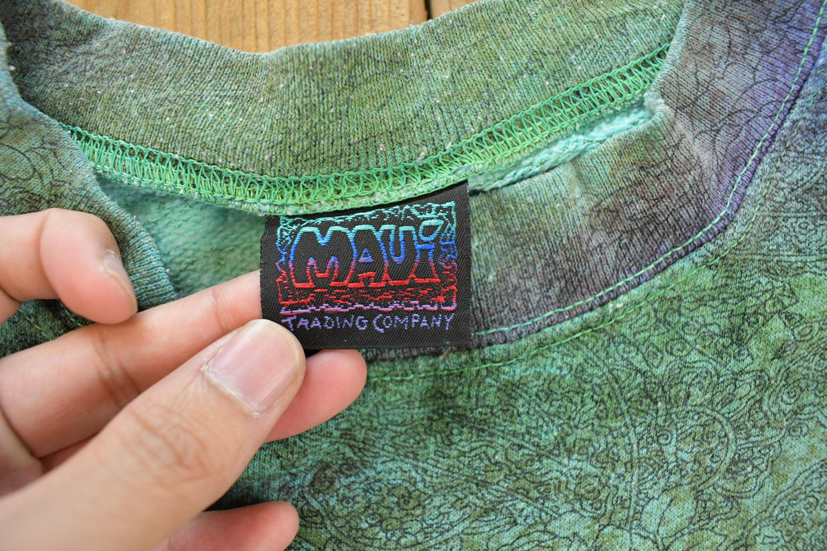 Vintage 1990s Maui Floral Paisley Graphic Crewneck Sweatshirt Men's 2XL