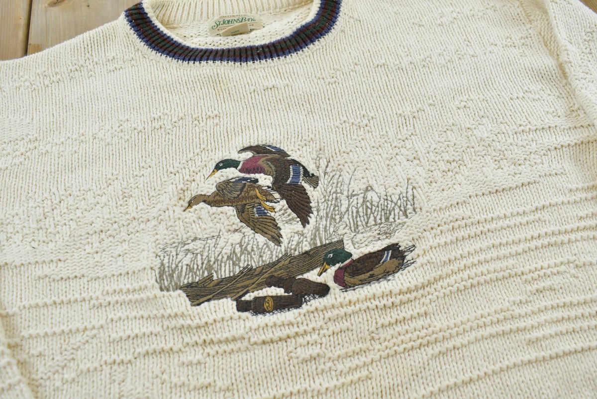 Vintage 1990s St. John's Bay Duck Knit Crewneck Sweater Men's L