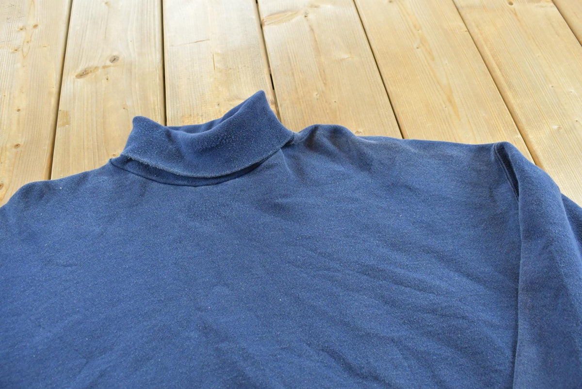 Vintage 1990s Tultex Blank Blue Turtleneck Sweatshirt Men's XL
