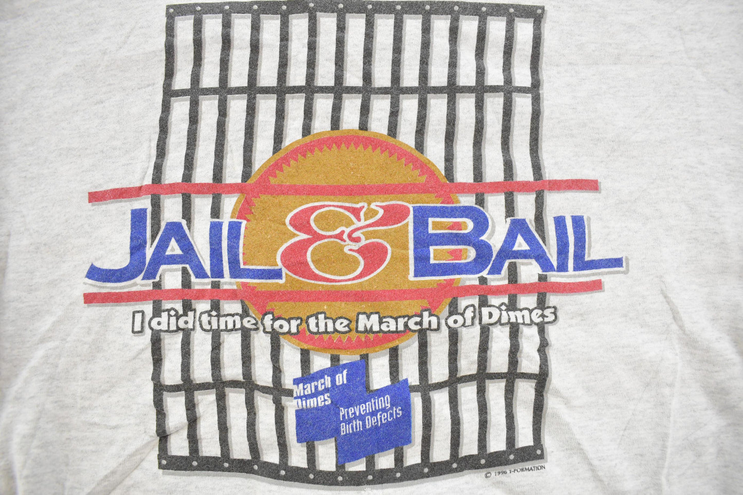 Vintage 1996 Jail & Bail March Of Dimes Crewneck Sweatshirt Men's L