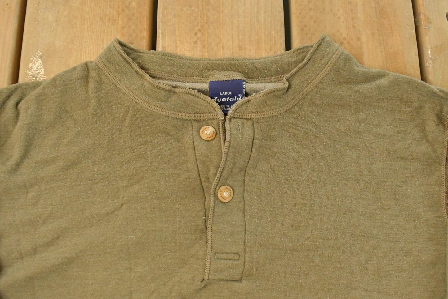 Vintage 1990s Duofold Blank Henley Long Sleeve Shirt Men's L