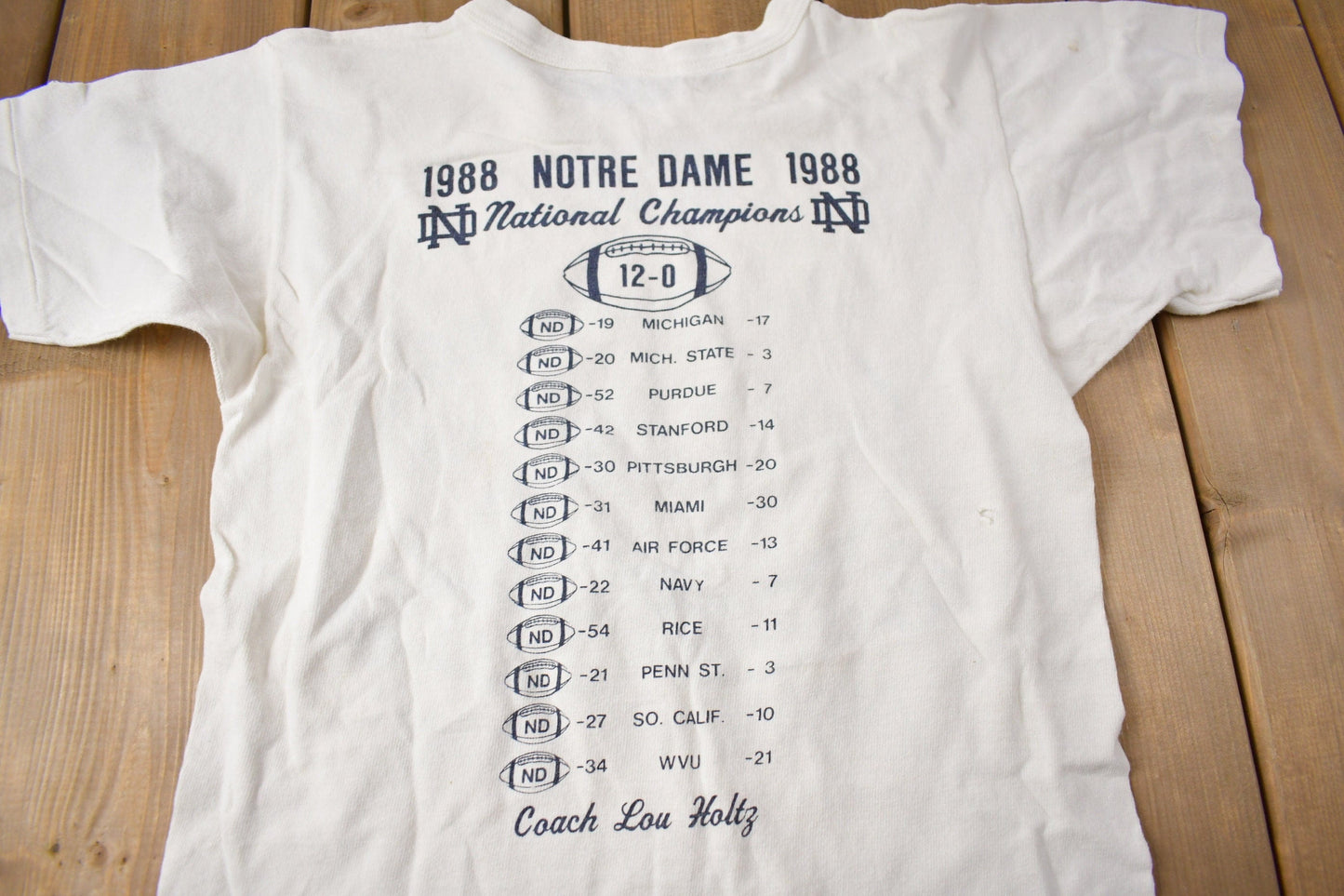 Vintage 1988 Notre Dame Fighting Irish Collegiate Champion Ringer T-Shirt Men's XS