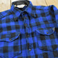 Vintage 1980s Woolrich Blue Buffalo Check Plaid Wool Shirt Men's M