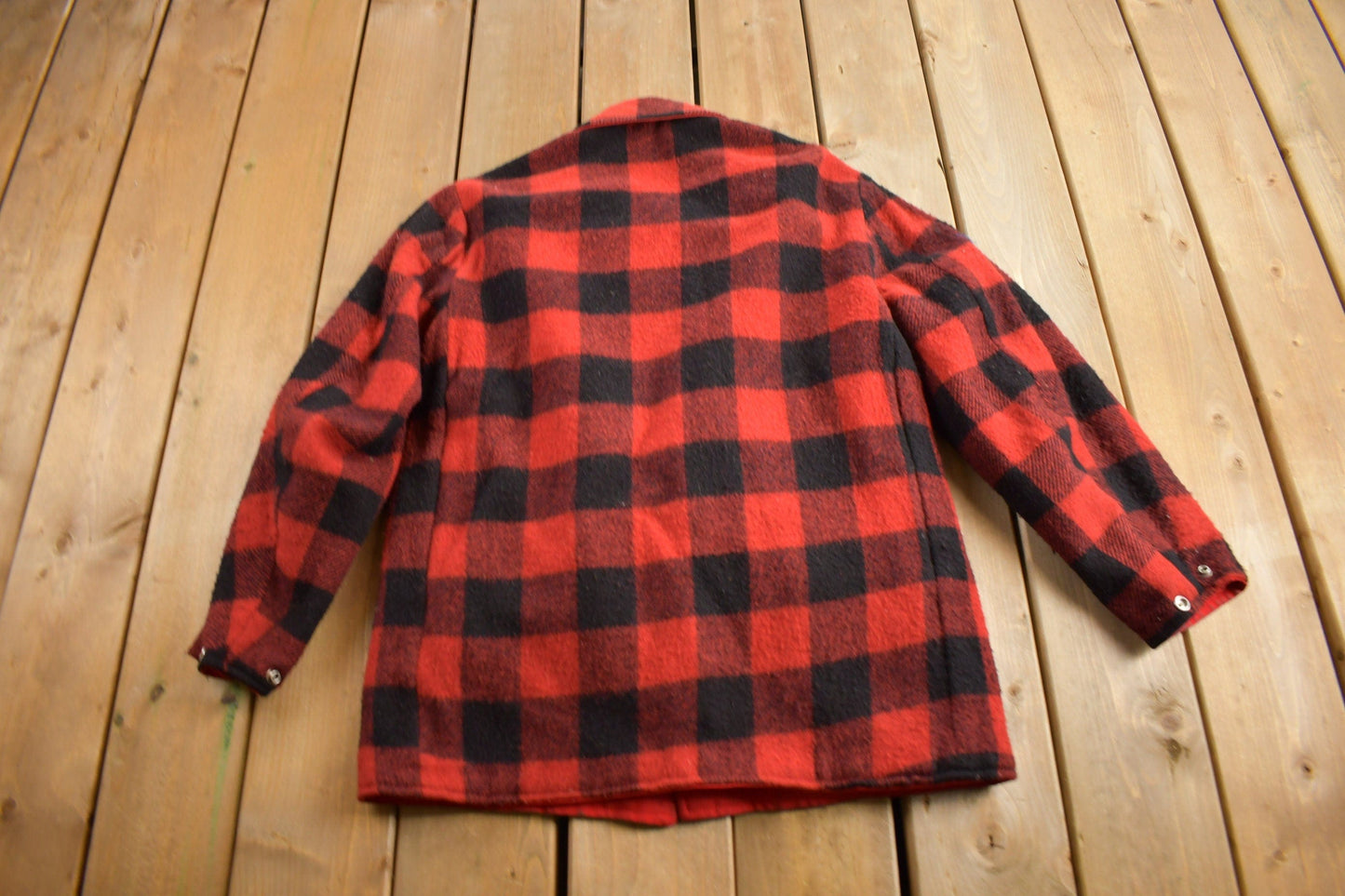 Vintage 1960s 100% Wool Reversible Buffalo Plaid Jacket Men's Medium