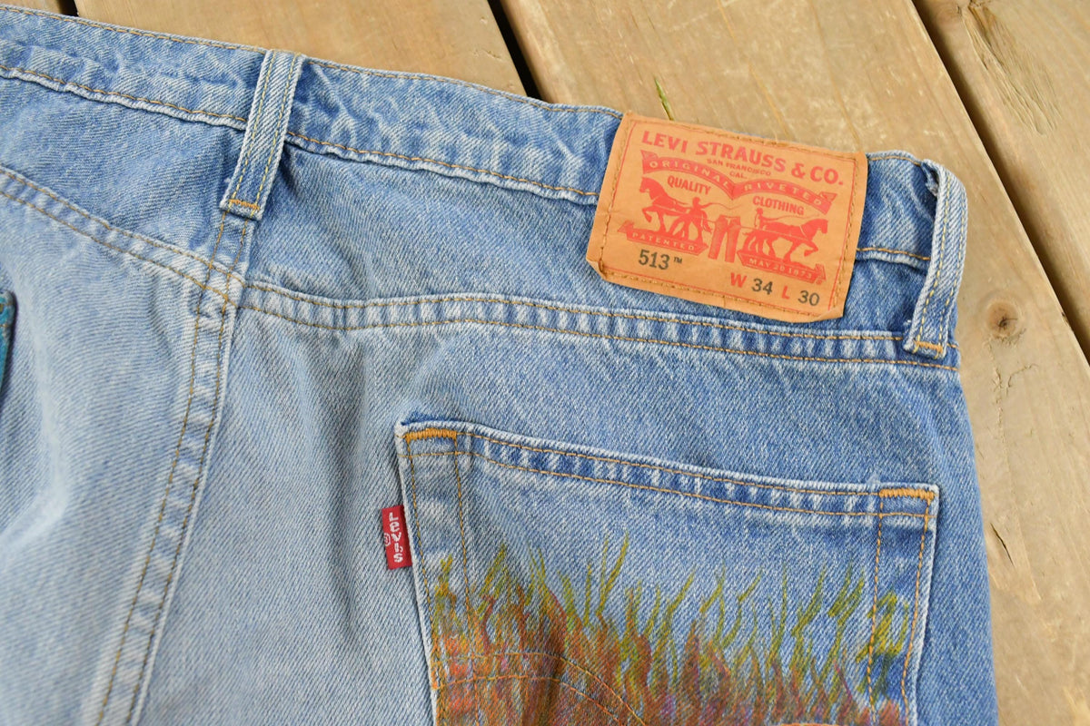 Vintage 2000s Levi's Paint Distressed Orange Tab Denim Jeans Men's 34 x 29