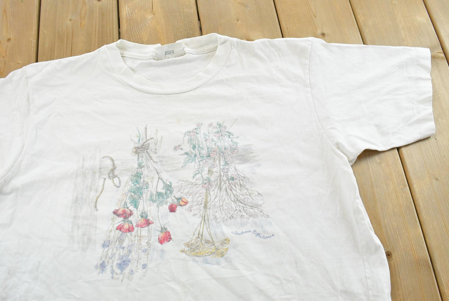 Vintage 1990s Northern Reflections Flowers Graphic T-Shirt Mens L