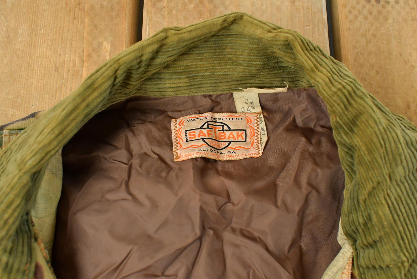 Vintage 1970s SaftBak Camo Hunting Coat Jacket Men's Large