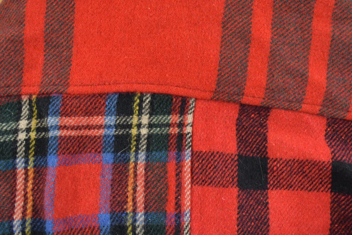 Vintage 1990s Robert Stock Wool Patchwork Plaid Button Up Flannel Shirt Men's M / Outdoors / Golf Shirt