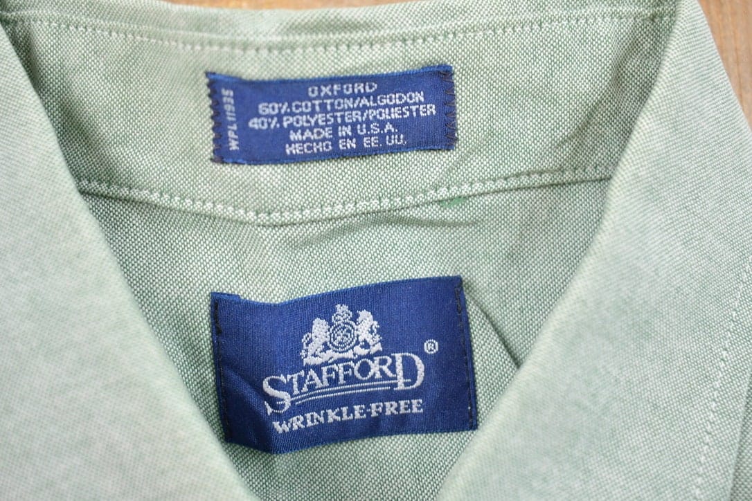 Vintage 1990s Stafford Wrinkle Free Blank Button Up Shirt Men's 2XL