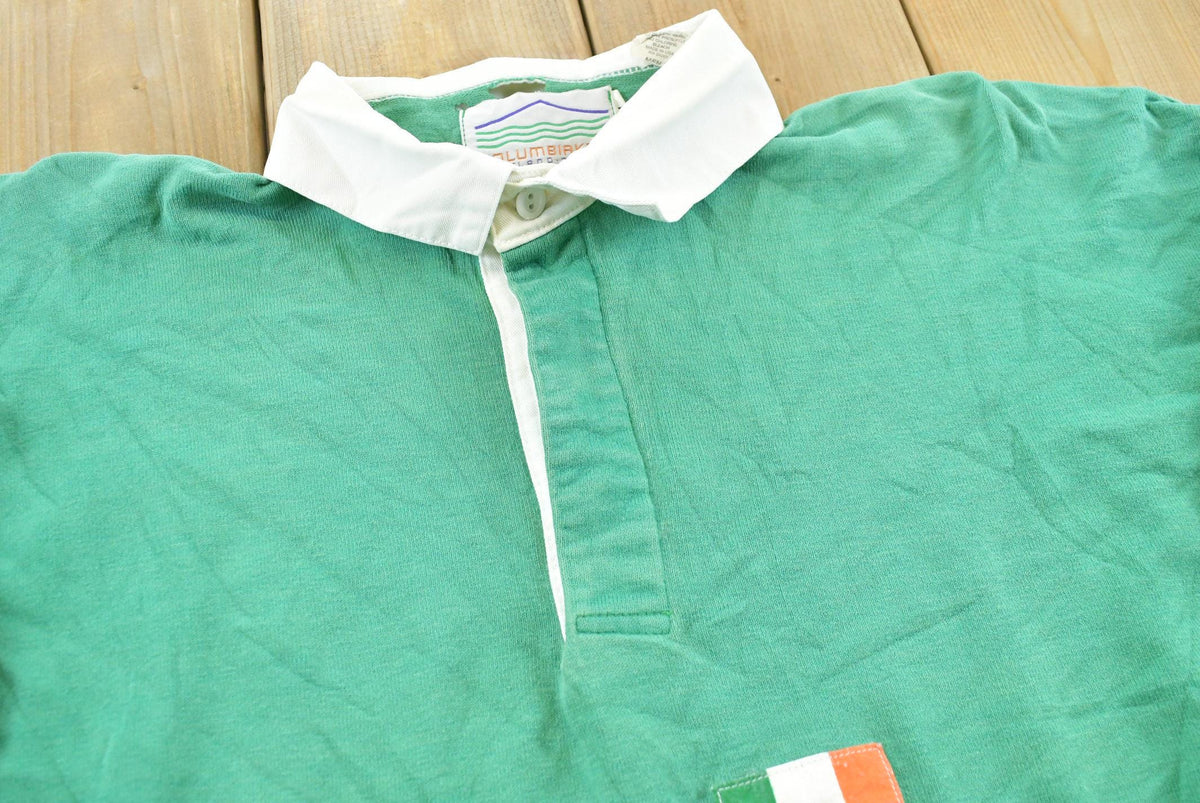 Vintage 1990s Ireland Embroidered Long Sleeve Polo Rugby Shirt Men's L