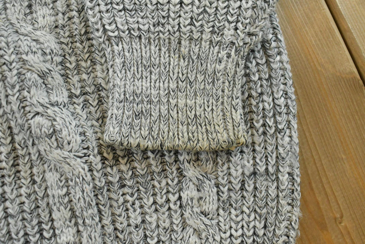 Vintage 1980s Gray 3D Cable Knit Crewneck Sweater Men's M