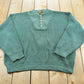 Vintage 1990s Eddie Bauer Henley Collar Quarter Button Cotton Knit Sweater Men's L / 90s Streetwear / Layering