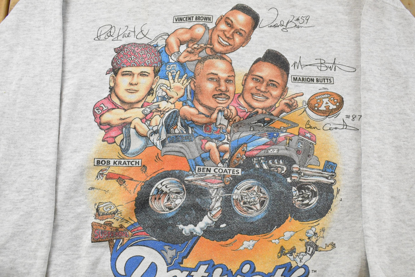 Vintage 1994 New England Patriots NFL Caricatures Crewneck Sweatshirt Men's XL
