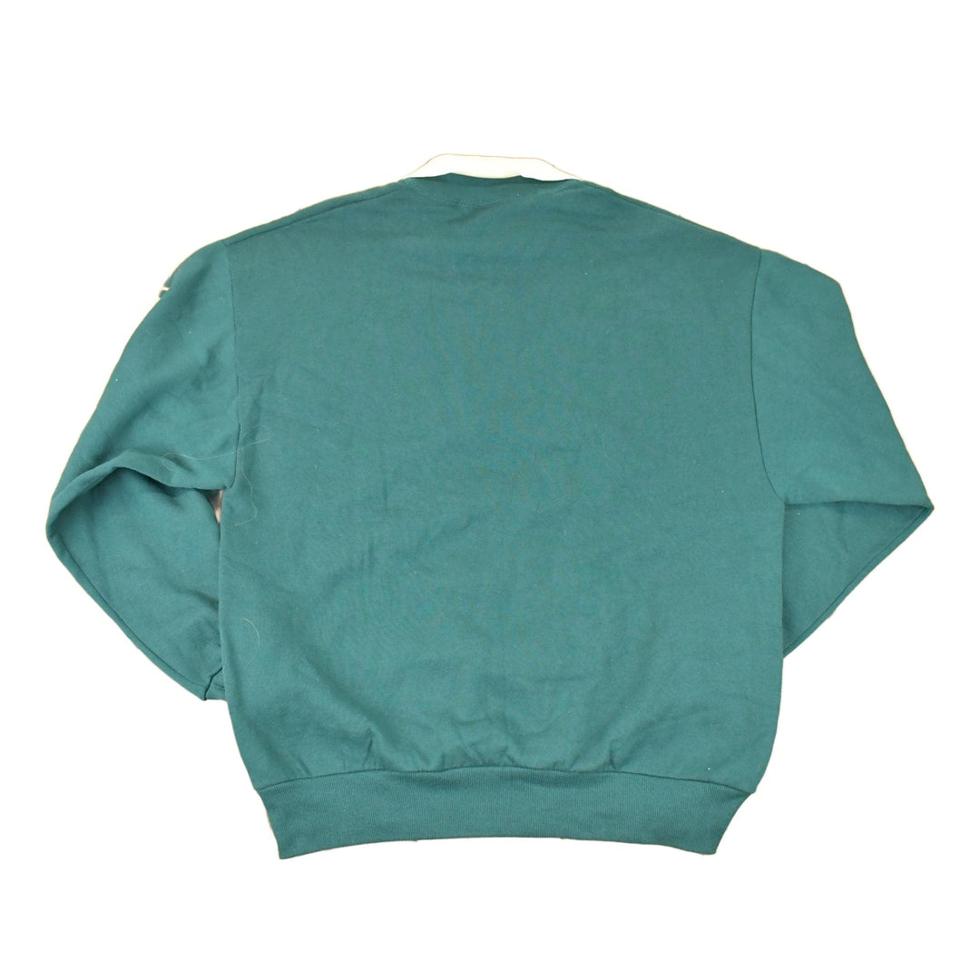 Vintage 1990s Gopher Sport Collared Leaf Design Graphic Print Collared Sweatshirt Women's L