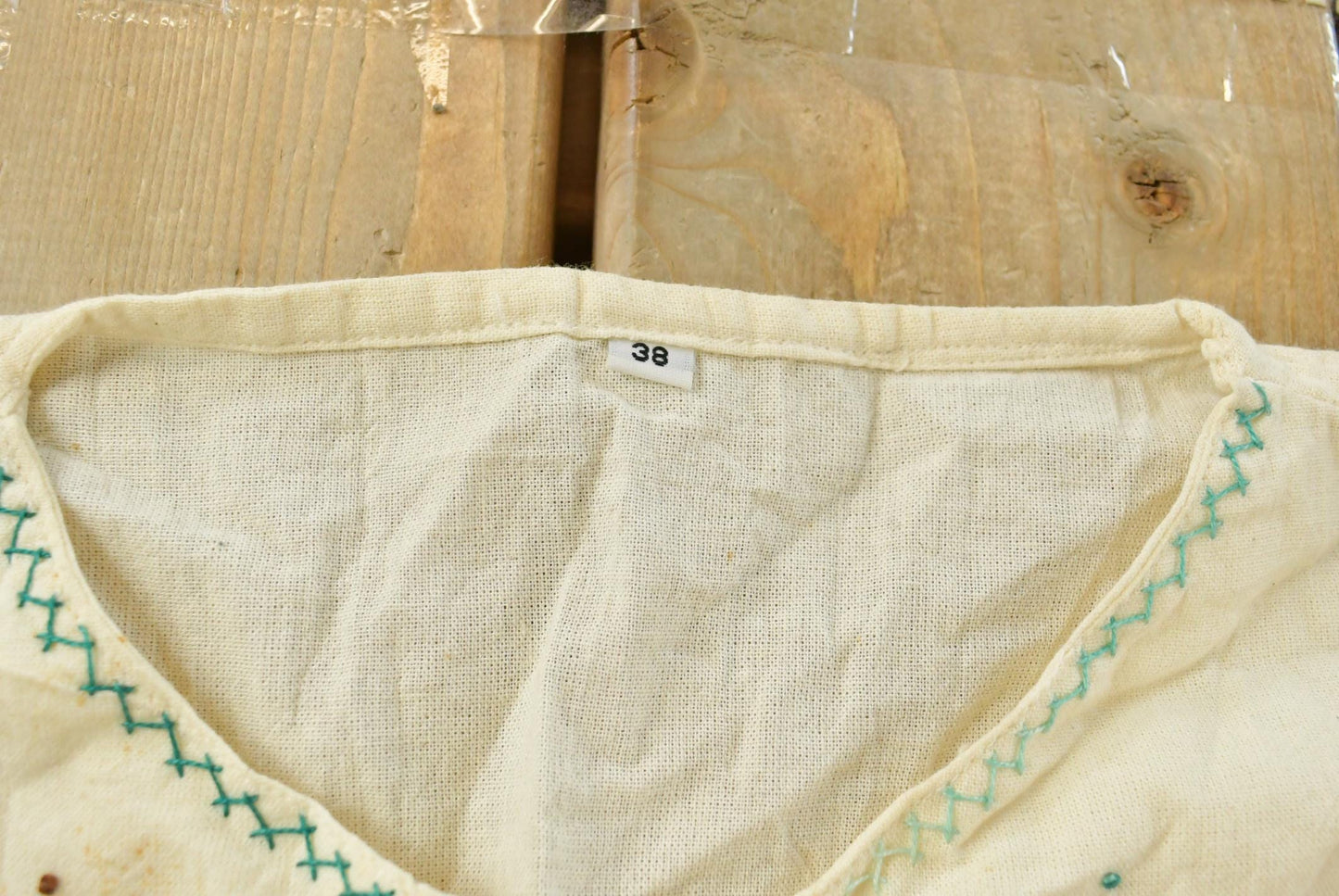 Vintage 1960s Floral Embroidered Peasant Blouse Shirt Womens M