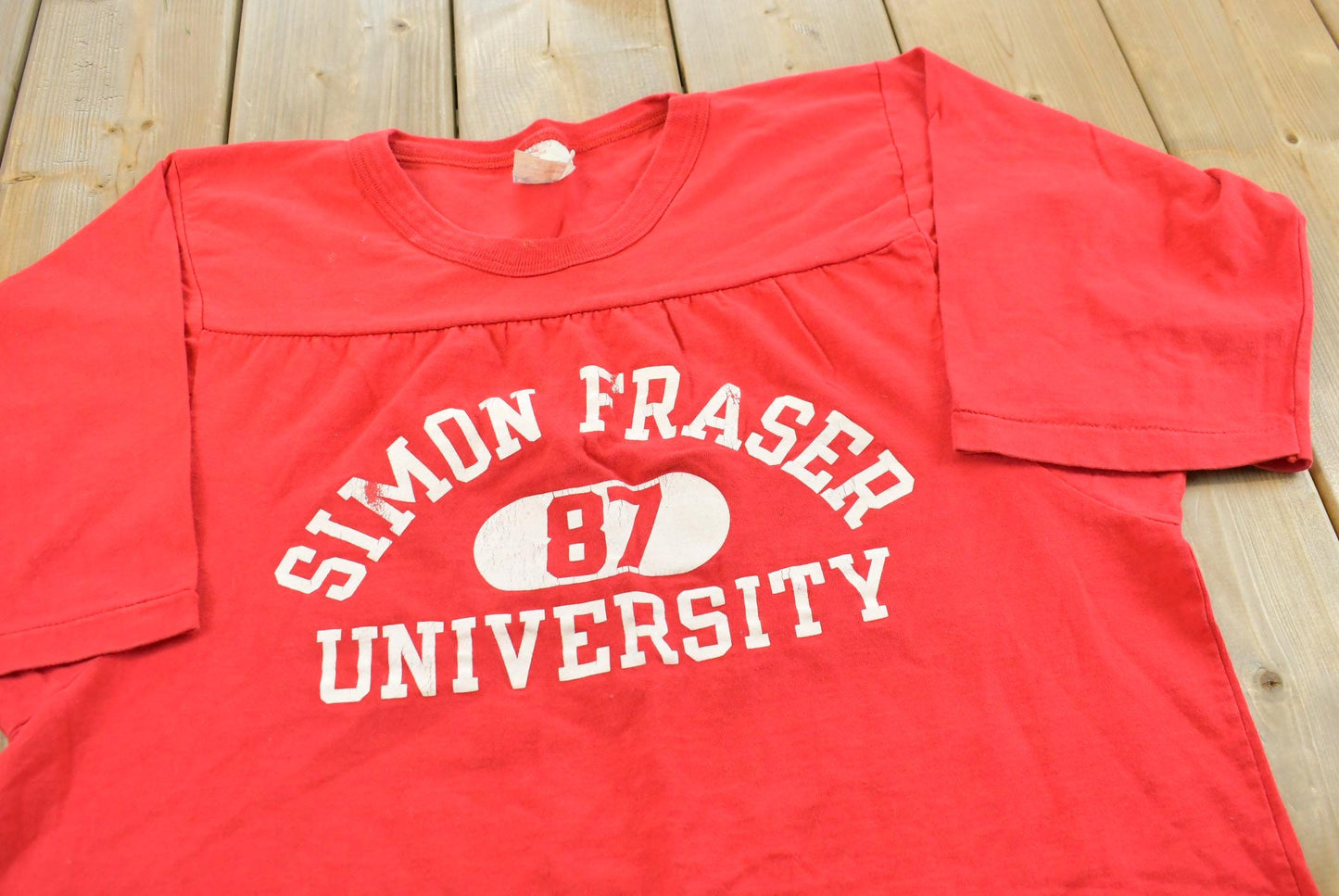 Vintage 1980s Simon Fraser University Three Quarter Sleeve Jersey T-Shirt Men's L